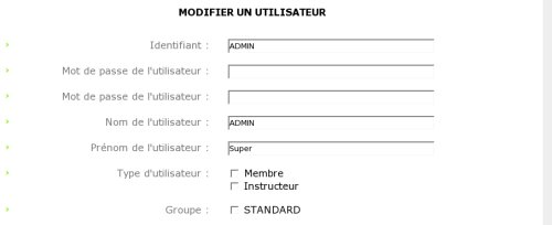 modification du compte admin